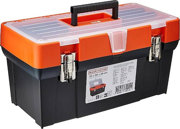 Caixa de Ferramentas Plástica 19" com Travas Metálicas Black+Decker
