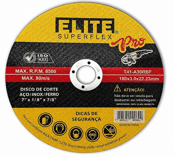 Disco De Corte Aço Inox Ferro 180x3,0x22,23mm