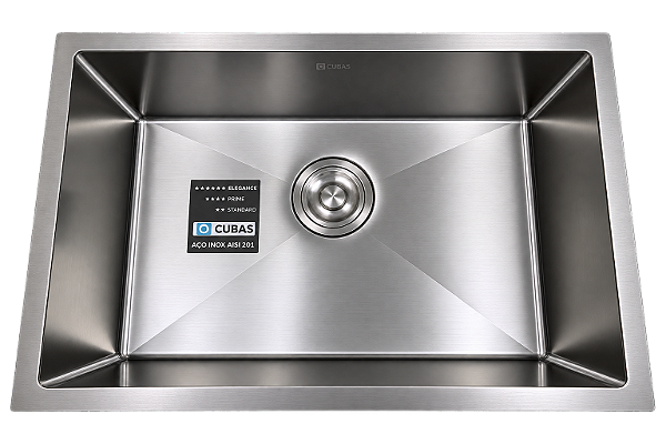 CUBA INOX 201 - 650X450X200MM ESPESSURA 0.8MM ACABAMENTO ESCOVADO