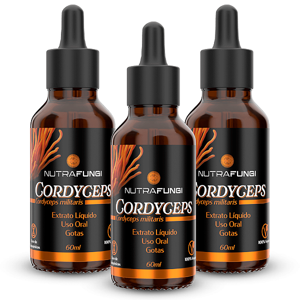 KIT 3 Extratos de Cogumelo Cordyceps. 60 mL Cada.