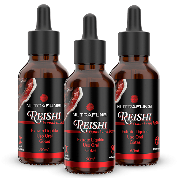 KIT 3 Extratos de Cogumelo Reishi. 60 mL Cada.