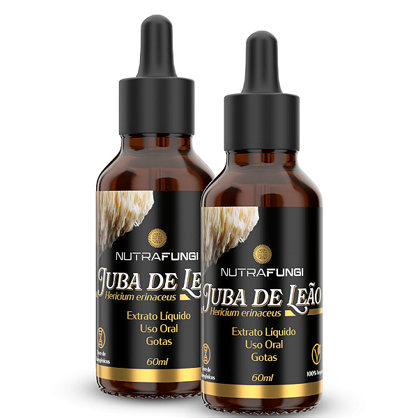 KIT 2 Extratos de Cogumelo Juba de Leão. 60 mL Cada.