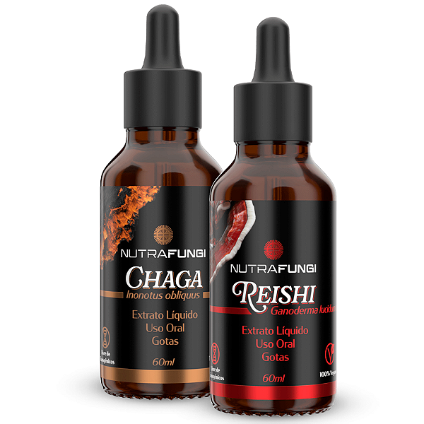 Extrato de Reishi e Chaga. 60 mL Cada.
