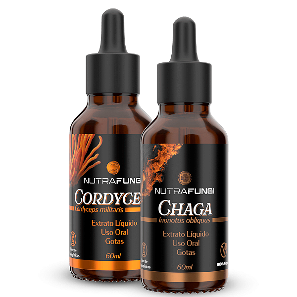 Extrato Chaga e Cordyceps. 60 mL Cada.