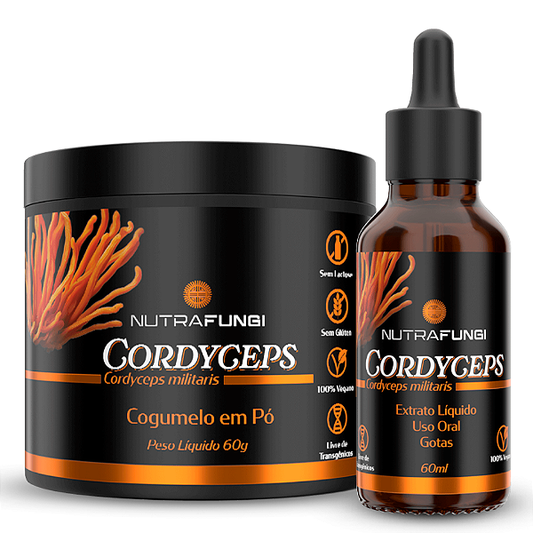 Kit Cogumelo Cordyceps Pó e Extrato.