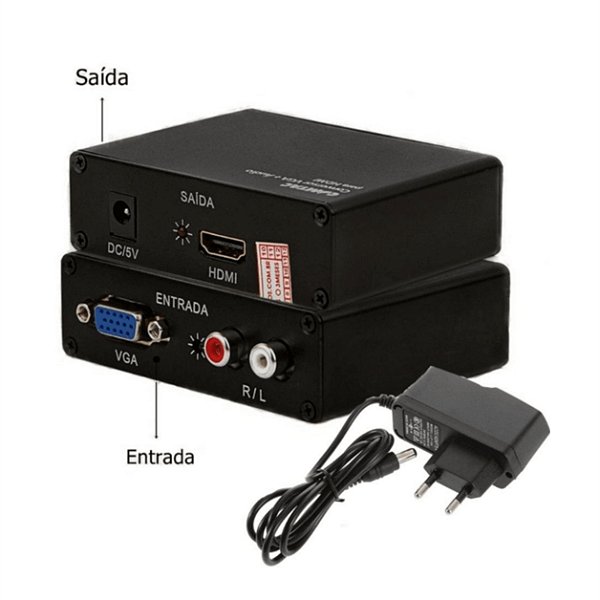 Adaptador VGA para HDMI com Audio e Fonte 5V C1