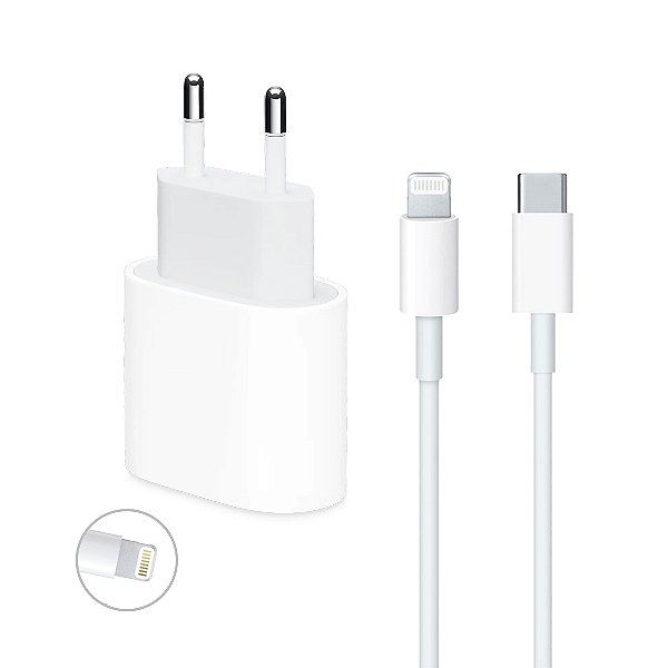 Acessório Apple Fonte para iPhone USB-C Fêmea + Cabo USB-C Macho para Lightning Macho 20W C1N
