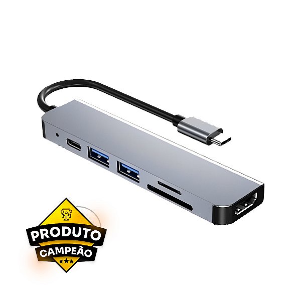 Hub USB-C Knup KP-AD117 2 USB 3.0/USB-C/HDMI/ Leitor de Cartões SD/TF
