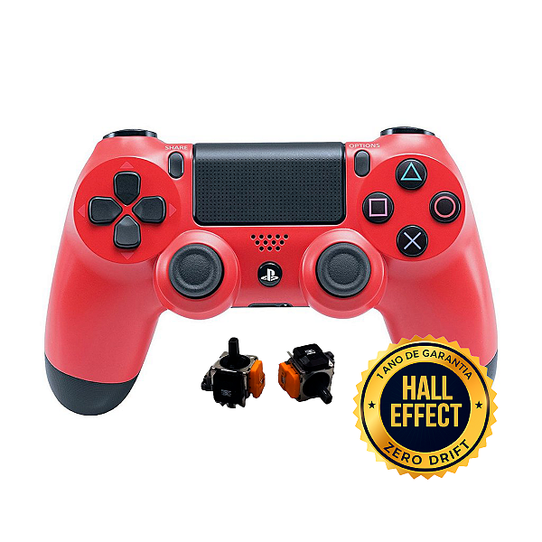 Controle Sem Fio Original PS4 Hall Effect Vermelho Seminovo