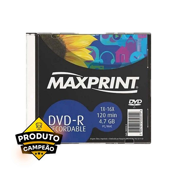 Disco Virgem DVD-R Maxprint 4.7GB 16x 120min
