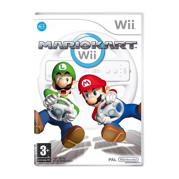 Jogo Mario Kart + Volante Wii Wheel - Wii Seminovo
