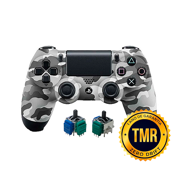 Controle Sem Fio Original PS4 TMR Cinza Camuflado Seminovo