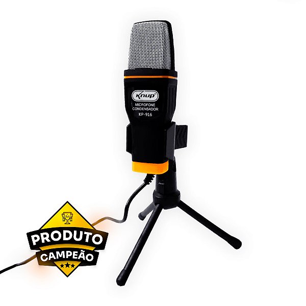 Microfone Condensador USB Knup KP-916 Preto