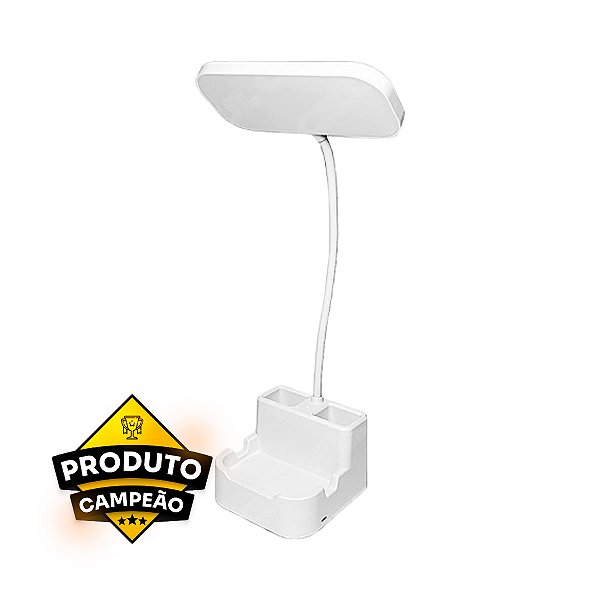 Luminária de Mesa Recarregável LED Kapbom KA-T1778 Com Suporte Para Celular
