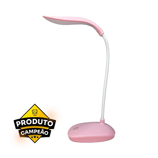 Luminária de Mesa Recarregável LED Kapbom KA-T1709 Rosa