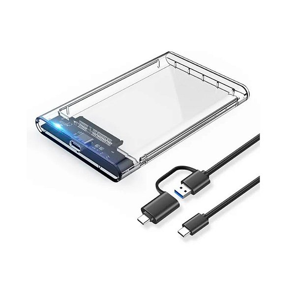Case para HD Externo Kapbom KA-1152TY USB-C 2.5'' Transparente