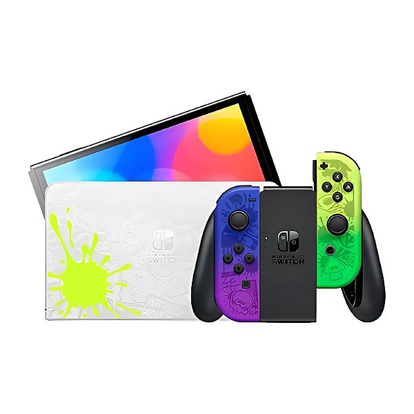 Console Nintendo Switch 64GB Oled Edição Splatoon 3 + Jogos Digitais + Cartão de Memoria 256GB