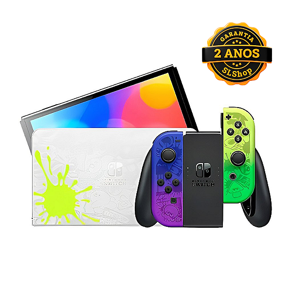 Console Nintendo Switch 64GB Oled Edição Splatoon 3 + Jogos Digitais + Cartão de Memoria 256GB