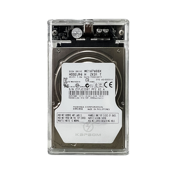 HD Interno SATA 320GB 2.5'' + Case HD Externo USB-C