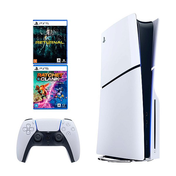 Console PS5 Slim Mídia Física 1TB + Jogo Returnal + Jogo Ratchet & Clank: Em Uma Outra Dimensão