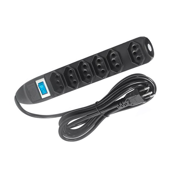 Filtro de Linha Régua Extensão Elétrica 6 Tomadas 3m Knup Preto