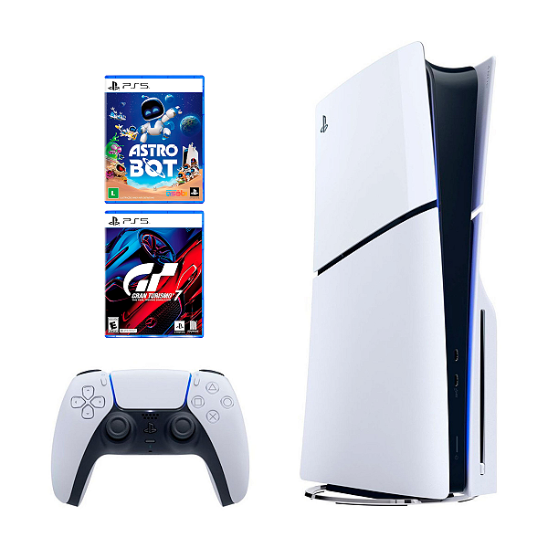 Console PS5 Slim Mídia Física 1TB + Jogo Astro Bot + Jogo Gran Turismo 7