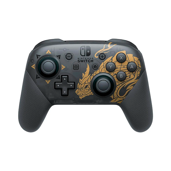 Controle Sem Fio Original Nintendo Switch Pro Controller Monster Hunter Rise Preto Seminovo