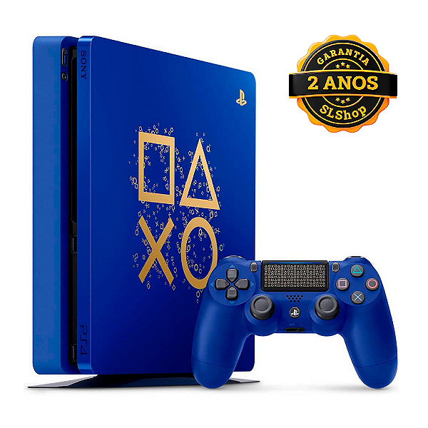 Console PS4 Slim 1TB Days Of Play com 15 Jogos Azul Seminovo