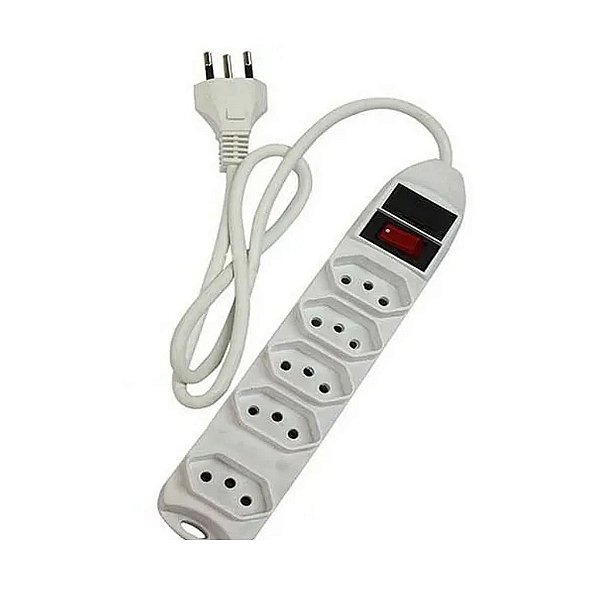 Filtro de Linha Régua Extensão Elétrica 5 Tomadas 1.5m Knup Branco