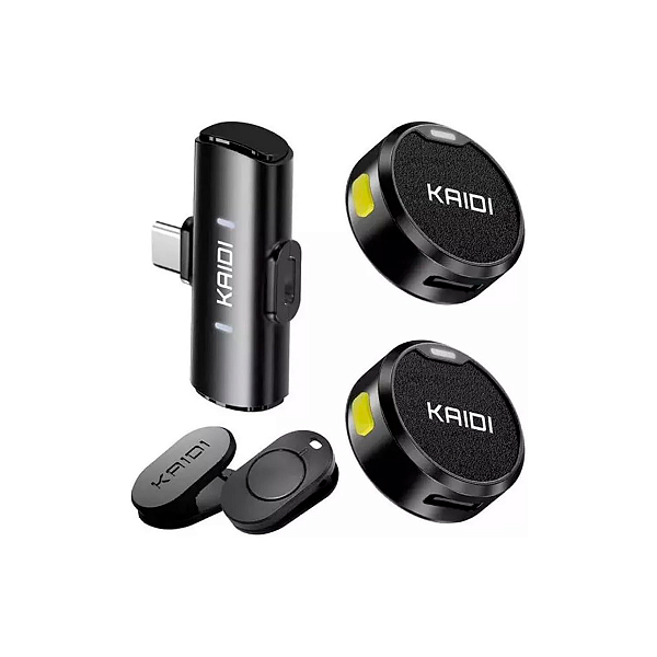 Microfone Lapela Wireless Kaidi  Magnético sem Fio Duplo Tipo C KMF4-C Kaidi