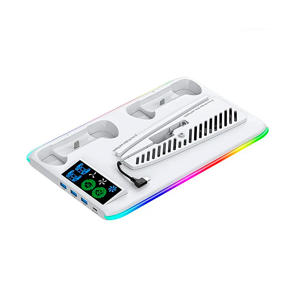 Base Cooler Para Ps5 Pro Slim Suporte Dock Controles Led Seminovo