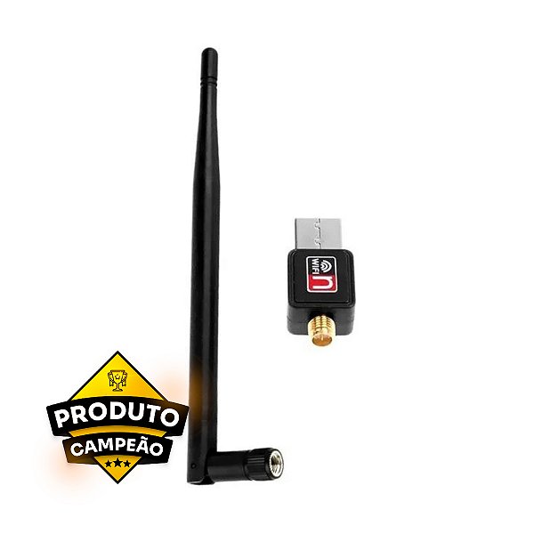 Adaptador USB Macho com Antena Receptor Wireless Wifi 1800 Mbps
