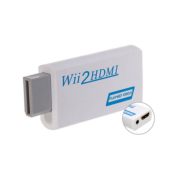Adaptador HDMI Fêmea para Wii Macho com 3.5mm Áudio 1080p