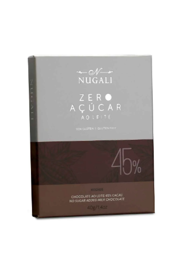 Chocolate Nugali Tablete  Zero Açúcar Ao Leite 40g