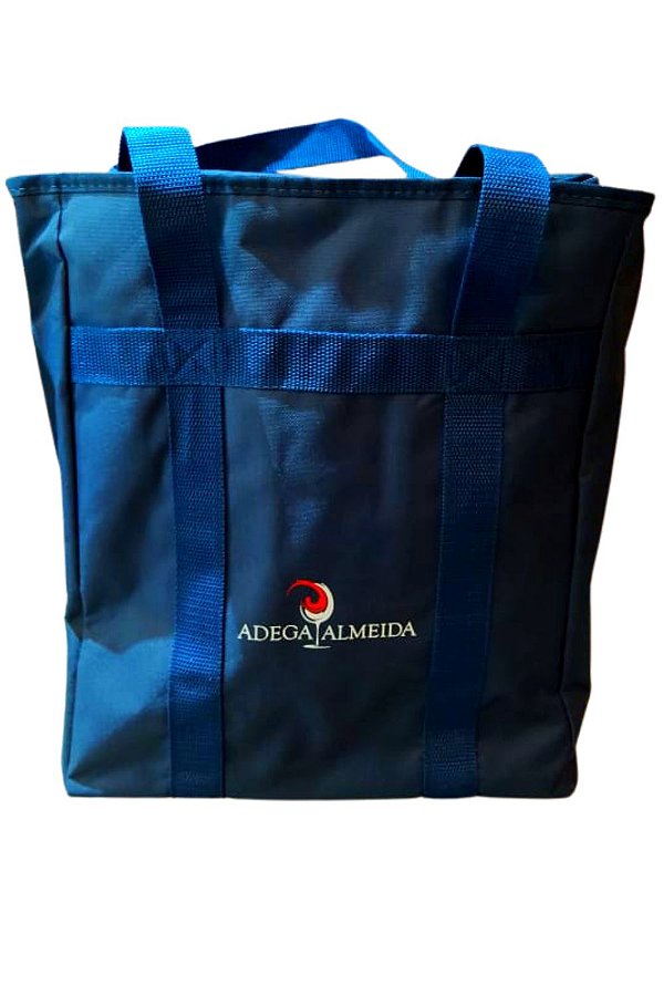Bolsa Azul Para 6 Garrafas Com Zíper C/ Logo