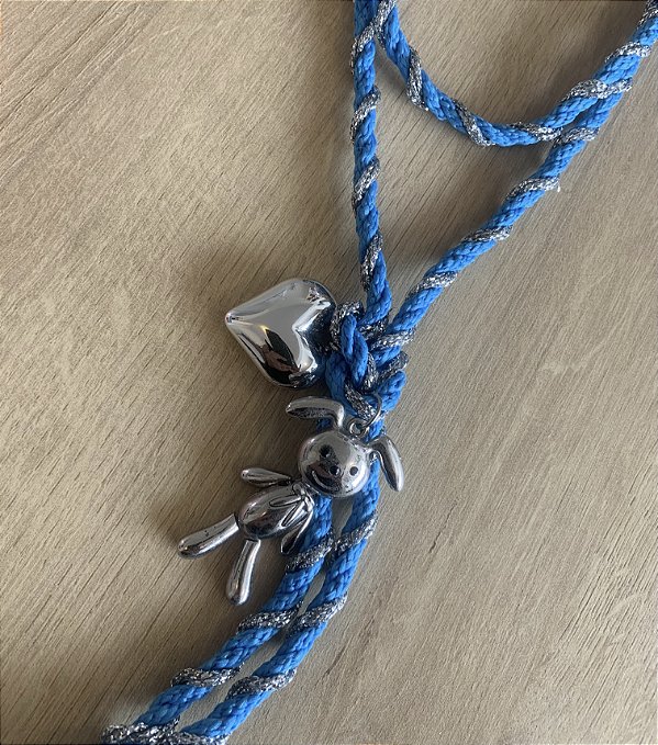 Colar Cordão coelho neon azul