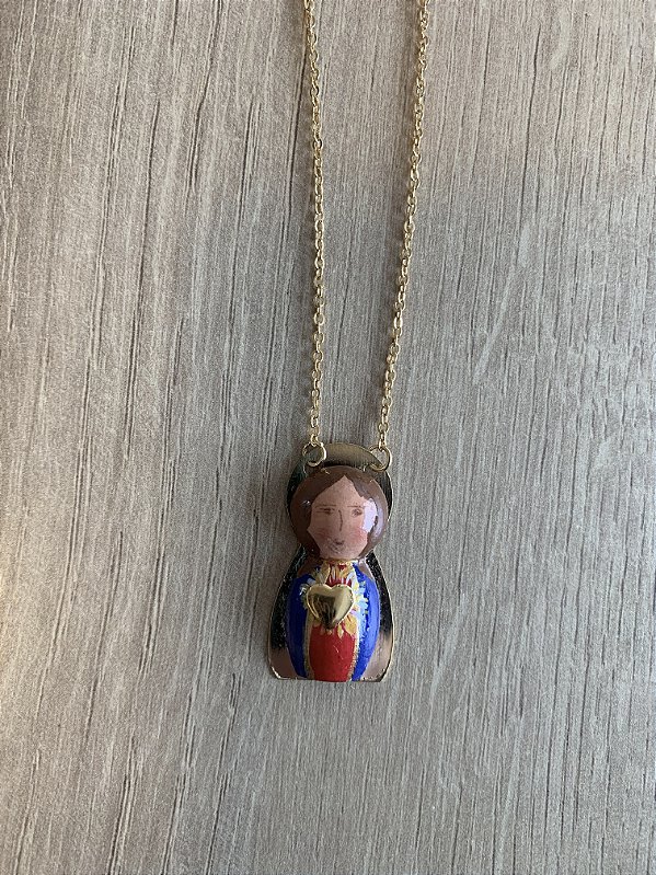 Colar Sagrado Coração prateado