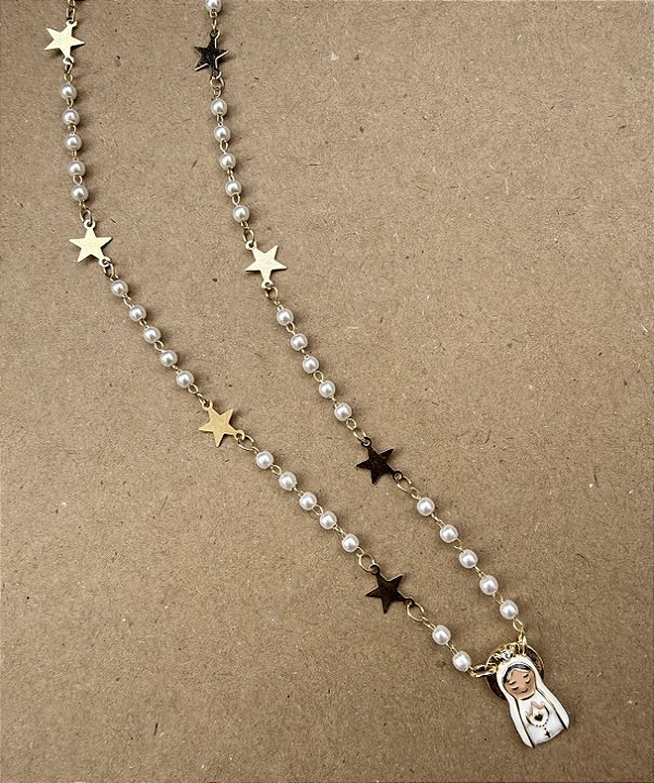 Colar Nossa Senhora Fátima Estrelinhas