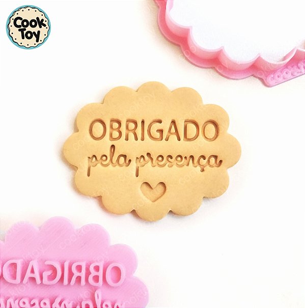 Obrigado pela presença 01 | Cortador + Carimbo de Biscoito | 6 cm