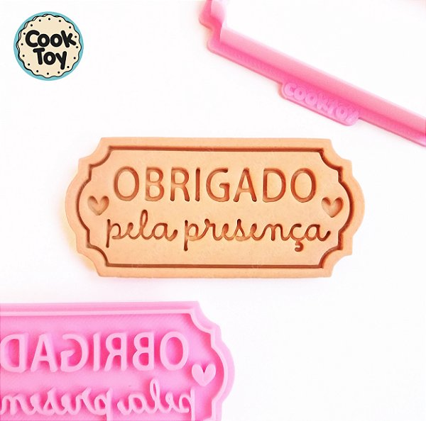 Obrigado pela presença 03 | Cortador + Carimbo de Biscoito | 7,5 cm
