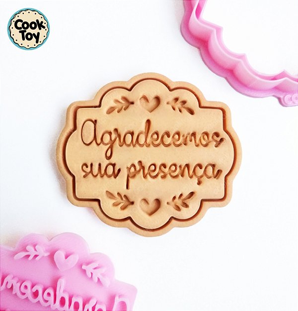 Agradecemos sua presença 01 | Cortador + Carimbo de Biscoito | 5,5 cm
