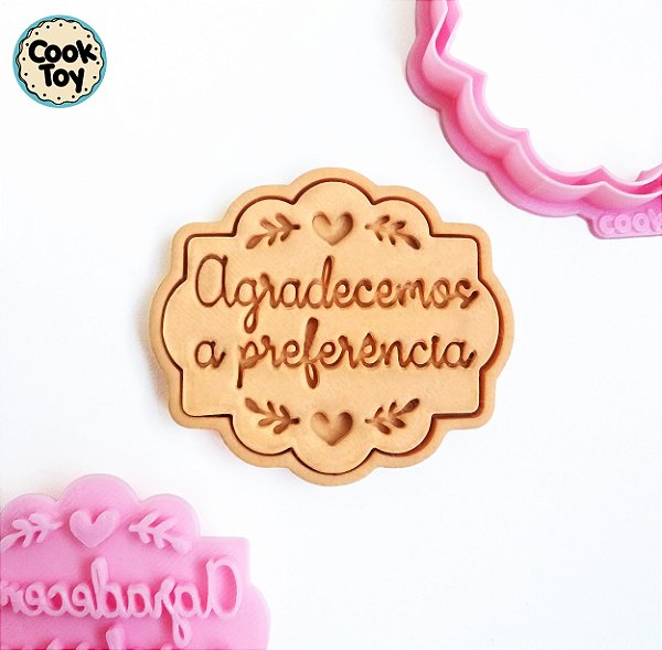 Agradecemos a preferência 01 | Cortador + Carimbo de Biscoito | 5,5 cm