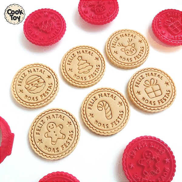 Kit Selos de Natal | Cortador + Carimbos de Biscoito | 5 cm