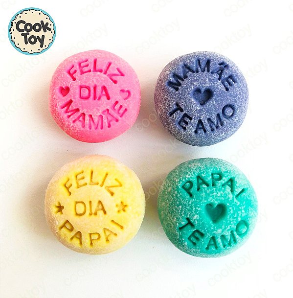 Carimbos para Brigadeiro | Feliz dia Mamãe & Feliz dia Papai | Te amo Mamãe & Te amo Papai