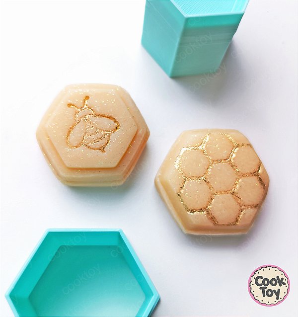 Kit Ejetor Hexágono + Carimbos Abelha e Colméia  | Molde para Brigadeiro