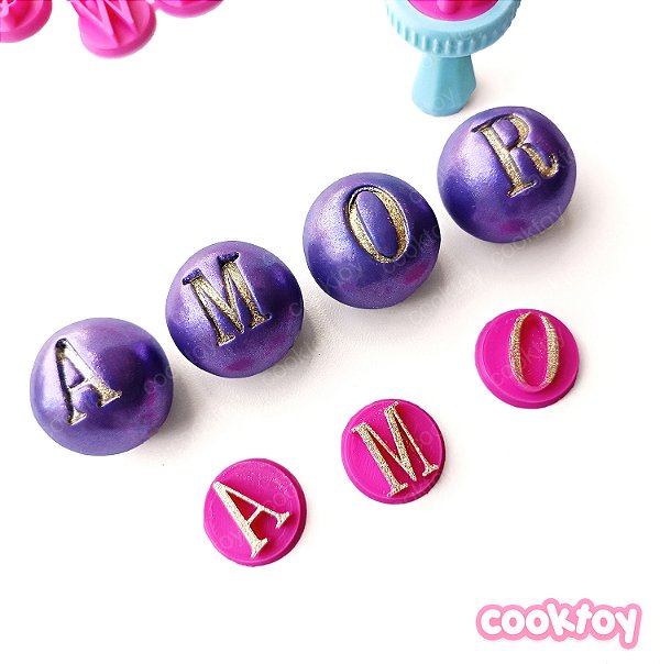 Kit Letras Alpha Glam | Carimbos para Brigadeiro 32 peças