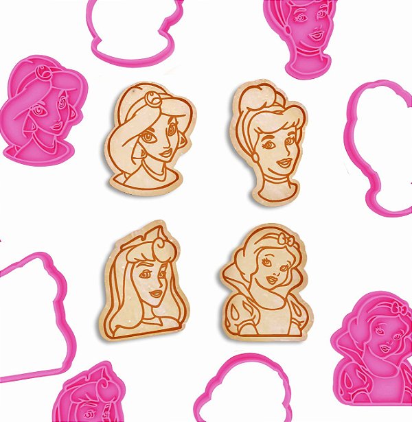 Kit Princesas Disney | Cortador + Carimbo | 6 cm