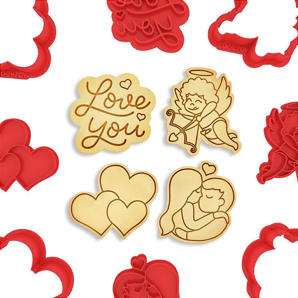 Kit Cupido Dia dos Namorados | Cortador + Carimbo para Biscoito | 5 cm