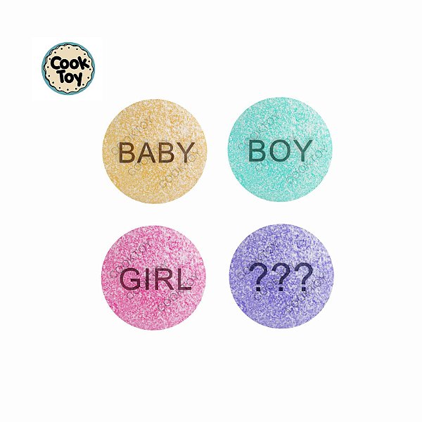 Kit Chá Revelação 04 peças | Carimbo de Brigadeiro e Doces | Baby, Boy, Girl e ???