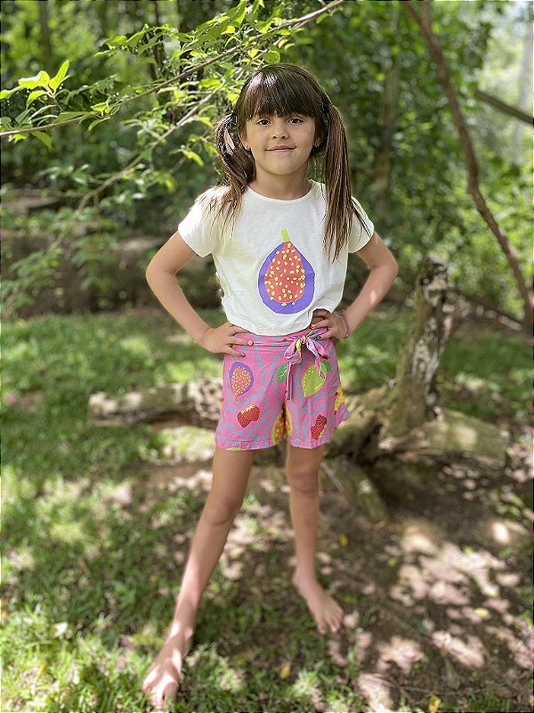 Short Infantil Feminino Estampado Frutas